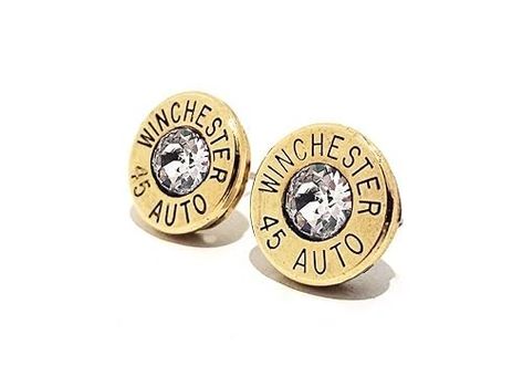 Amazon.com: Bullet Jewelry Recycled 45 Auto 38 Special Ammo Brass Stud Pierced Earrings with Sterling Silver for Women Girls : Handmade Products Sage Design, Bullet Earrings, 38 Special, Bullet Casing, Bullet Jewelry, Sea Glass Earrings, Cowboy And Cowgirl, Crazy Lace Agate, Silver Gifts