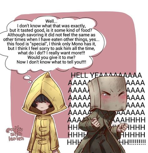 Little Nightmares Mono, Kiss Meme, Nightmares Art, Little Misfortune, Little Nightmares Fanart, Little Nightmares, Night Terror, Hold Hands, Mini Comic