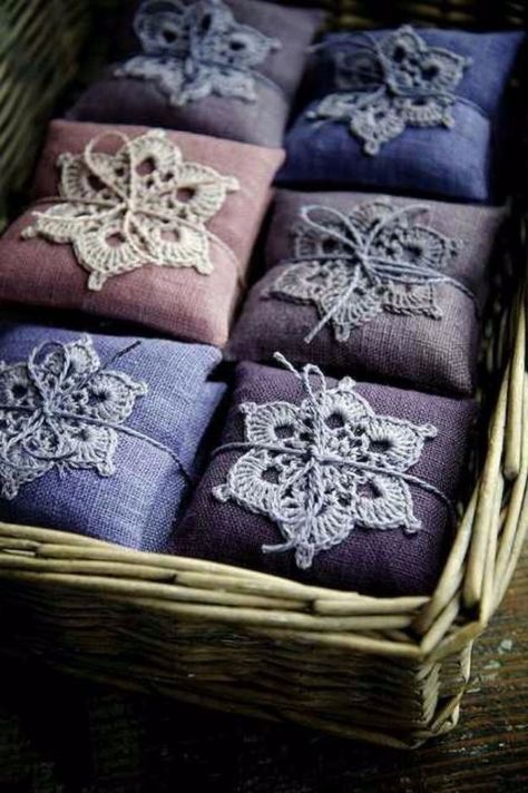 Lavender Crafts, Lavender Bags, Lavender Sachets, 자수 디자인, Crochet Home, Sachets, Vintage Linens, Pin Cushions, Homemade Gifts