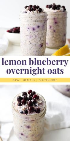 Overnight Oats Blueberries, Lemon Blueberry Overnight Oats Healthy, Overnight Oats Lemon Blueberry, Healthy Overnite Oats In A Jar Easy How To Make, Lemon Blueberry Oats, Lavender Overnight Oats, Overnight Oats Shake, Spring Overnight Oats, Quick Easy Vegan Breakfast Ideas