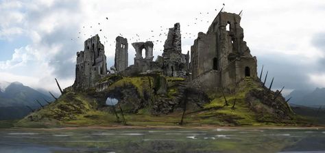 Hellboy Art, Fantasy World Map, Medieval World, Castle Ruins, Fantasy Castle, Fantasy Setting, Fantasy Places, Fantasy Art Landscapes, High Fantasy