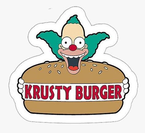 Krusty Burger, Burger Sticker, Simpsons Party, Simpsons Drawings, Iphone Stickers, Simpsons Art, Bubble Stickers, Tumblr Stickers, Hydroflask Stickers