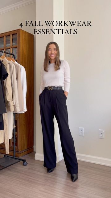 Wide Leg Trousers With Blazer, Office Layers Work Outfits, Wide Leg Dress Pants Outfit Work, Wide Leg Pants Office Outfit, Wide Leg Office Outfit, Wide Leg Trousers Outfit Winter, Wide Leg Trousers Outfit Work, Workwear 2023, Trousers Outfit Work