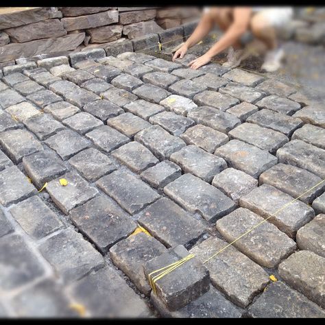 Cobblestone Driveway Apron, Diy Cobblestone, Cobbled Driveway, Driveway Apron, Cobblestone Paving, Belgian Block, Cobblestone Driveway, Cobble Stone, Paving Ideas