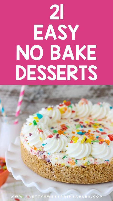 No bake cake recipes Easy No Bake Dessert Ideas, Easy Nobake Dessert, Non Oven Desserts, Quick No Bake Cheesecake, Non Bake Cake, Quick Easy Desert No Bake, Quick Easy Desserts No Bake, Cake Recipes No Bake, Summer Easy Recipes