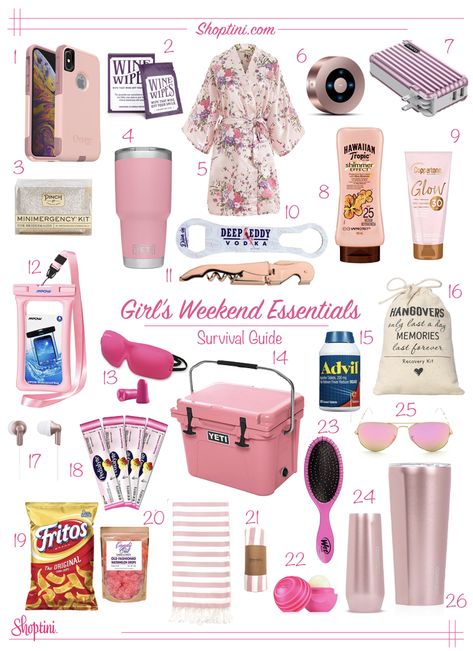 What To Bring To Bachelorette Weekend, Bachelorette Trip Packing List, Bachelorette Weekend Packing List, What To Pack For Bachelorette Weekend, Spa Weekend Packing List, Packing For Bachelorette Weekend, Bachelorette Beach Gift Bags, Bachelorette Trip Goodie Bags, Swag Bags For Women