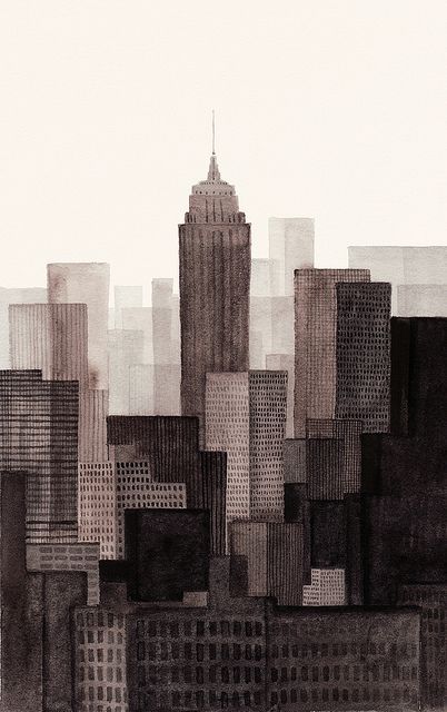 NYC By Laurie Rollitt. City Illustration, Gcse Art, Art Et Illustration, Art And Illustration, Urban Landscape, City Art, Art Plastique, 그림 그리기, Color Palettes