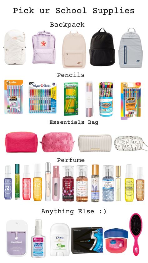 6th Grade Tips, Flow Chart Design, Middle School Essentials, School Emergency Kit, School Backpack Essentials, Preppy School Supplies, Everyday Bag Essentials, School Survival Kits, Pretty School Supplies