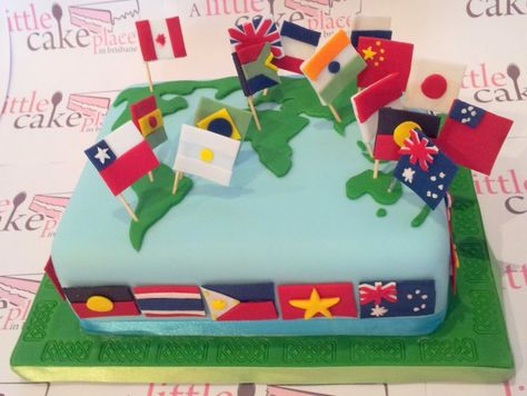 Flags Cake, Country Cake, Map Cake, Paw Patrol Birthday Cake, Flag Food, Country Birthday, Flag Cake, Country Balls, Themed Birthday Cakes