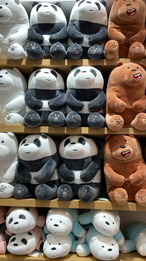 Stuffed Toy Aesthetic, Miniso Stuff Toys, Cute Squishies, Panda Bears, Kawaii Plushies, We Bare Bears, Cute Stuffed Animals, Cute Toys, Cute Plush