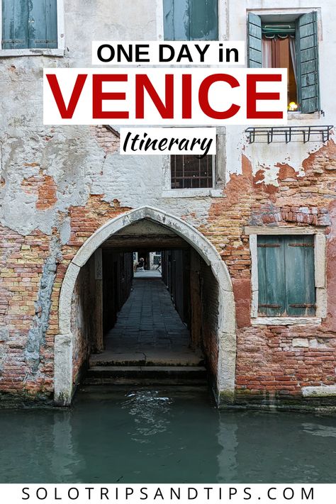 One day in Venice itinerary, Venice canal and brick building. Venice In One Day, Venice Itinerary, European Travel Destinations, Solo Trips, Saint Mark, Trip To Europe, Foods To Try, Cultural Experience, Europe Travel Tips