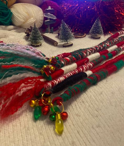 Excited to share this item from my #etsy shop: Christmas inspired Hair wrap, one dreadlock wrap extension, dread wrap, single ended with charms, 5-25 inches long, festive hair wrap, xmas String Hair Wraps, One Dreadlock, Feathers For Hair, Festive Hair, Dread Wraps, Dreadlock Hair, Washing Your Hair, Lock Out, Dreadlock Extensions