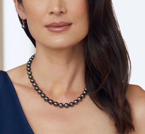 GIA Certified Tahitian Round South Sea Pearl Necklace South Sea Pearl Necklace, Single Pearl Necklace, Tahitian Pearl Necklace, Black Pearl Necklace, Golden South Sea Pearls, Mother Of Pearl Jewelry, Tahitian Black Pearls, Cultured Pearl Necklace, Buy Necklace