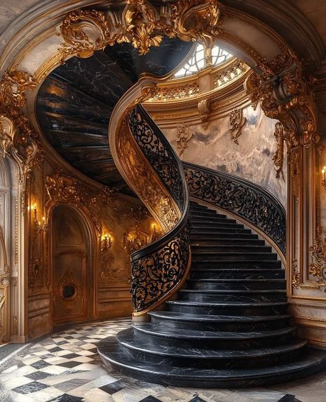 Fantasy Staircase, Gothic Fireplace, Den Decor, Arch Model, Cool Books, Fantasy Armor, Forest House, Staircase Design, My Dream Home