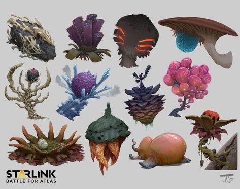 ArtStation - Rare Planet Discoveries Prop Design, Justin Chan Planet Ideas, Tree Reference, Fantasy Plant, Stylized Trees, Artstation Concept Art, Alien Plants, Props Concept, Environment Props, Concept Art Drawing