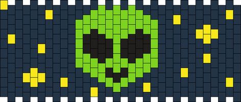 Alien Kandi Pattern, Kandi Bracelet Patterns Templates, Simple Kandi Pattern, Space Kandi, Kandi Templates, Kandi Cuff Tutorial, Kandi Patterns Templates, Alien Kandi, Kandi Patterns Cuff