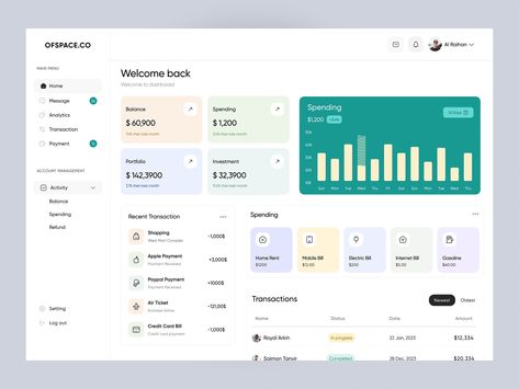 Wallet Dashboard UI Design by Ofspace SaaS for Ofspace on Dribbble Dashboard Ui Design, Dashboard Ui, Investment Accounts, Dashboard Design, Discover The World, Design Inspo, Top Designers, Ui Design, Creative Professional