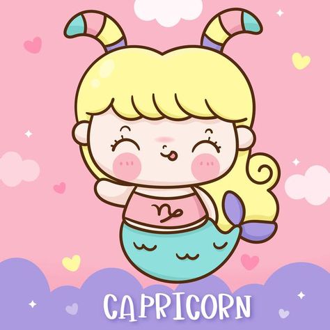 Gemini Cartoon, Cute Capricorn, Tattoo Horoscope, Sagittarius Tattoo, Zodiac Characters, Style Kawaii, Capricorn Zodiac, Doodle Style, Kawaii Cartoon