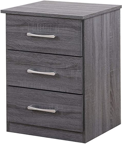 Nightstand Brown, Mdf Furniture, Mdf Color, Gray Nightstand, Bedroom Drawers, Laminated Mdf, 3 Drawer Nightstand, Wooden Nightstand, Bedroom Essentials