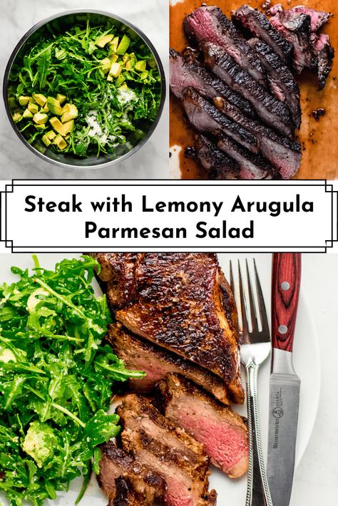 Arugula And Steak Salad, Healthy Summer Dinner Recipes Steak, Arugula Steak Salad, Steak And Arugula Salad, Arugula Recipes Dinners, Meals With Arugula, Summer Steak Recipes, Summer Steak Dinner, Steak With Sides