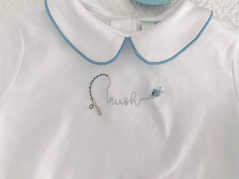 Baby Embroidery Ideas Boys, Boy Embroidery Ideas, Baby Boy Embroidery, Bullion Embroidery, Fishing Poles, Hand Stitches, Embroidery Tips, Summer Designs, Embroidered Shirts