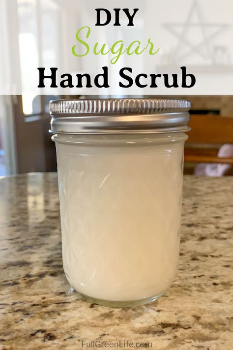 Hand Scrub Diy, Sugar Hand Scrub, Easy Sugar Scrub, Diy Sugar Scrub, Diy Sugar Scrub Recipe, Scrub Diy, Diy Coconut Oil, Body Scrub Recipe, Sugar Scrub Recipe