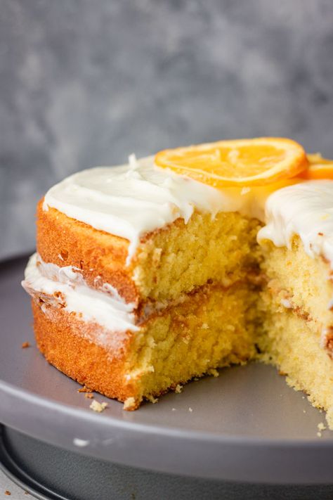 Orange And Vanilla Cake, Orange Cake Recipe Moist Easy, Vanilla Orange Cake Recipe, Easy Orange Cake Recipe Simple, Orange Sponge Cake Recipe Moist, Biscuits Cake Recipe, Yummy Cakes Recipes, Moist Sponge Cake Recipe Easy, Simple Orange Cake Recipe