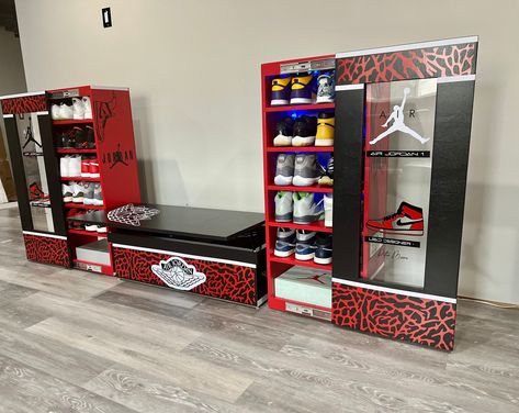 Sneaker Locker, Jordan Shoe Box Storage, Jordan Elephant Print, Big Shoe Box, Giant Shoe Box, Personal Room, Baddie Room, Sneakerhead Room, Diy Locker