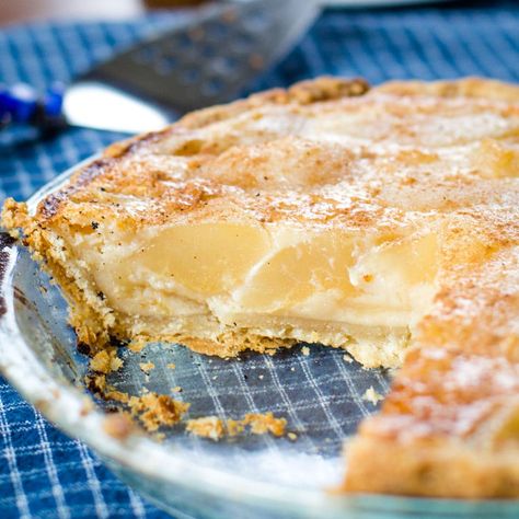 Custard Pear Pie - Cleverly Simple Canned Pear Pie Recipe, Pear Custard Pie Recipe, Pear Custard, Pear Recipes Easy, Pear Pie Recipe, Homemade Pie Recipes, Pear And Almond Cake, Fresh Peach Pie, Pie From Scratch