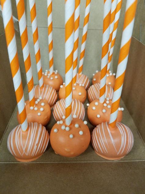 Orange Cake Pops Ideas, Color Themed Party Food Orange, Orange Colored Foods For Party, Orange Cakepops, Orange Themed Food, Little Cutie Cake Pops, Orange Party Aesthetic, Cutie Cake Pops, Orange Party Food