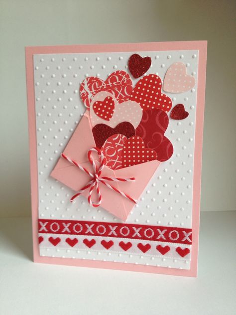 Valentines day card Valentine’s Day Card Cricut, Beautiful Valentine Cards Handmade, Valentine's Day Cards Handmade, Valentine’s Day Homemade Cards, Scrapbook Valentines Day, Su Valentines Day Cards, Valentine’s Day Cards, Valentines Day Cards Ideas, Stampin Up Valentines Day Cards