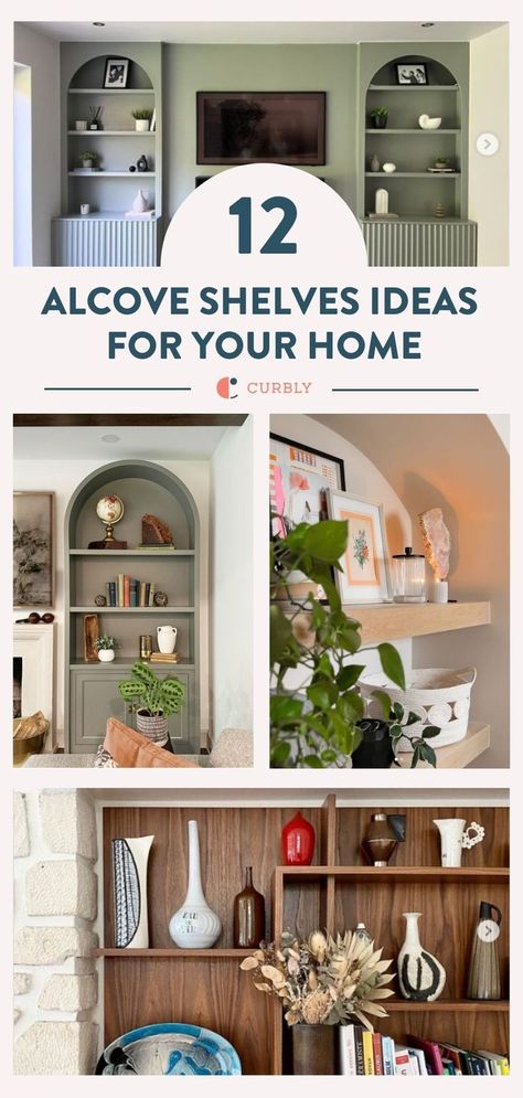 Alcove Shelves Alcove Decorating Ideas, Fitted Shelves Alcove, White Alcove Shelving, Rustic Alcove Shelving, Wide Alcove Shelving, Alcove Wooden Shelves, Alcove Shelf, Alcove Shelves, Alcove Shelving