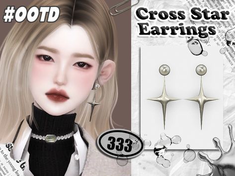 The Sims Resource - 333-Cross Star Earrings Sims 4 Cc Star Accessories, Sims 4 Star Earrings, Sims 4 Cc Star Earrings, Earrings Sims Cc, Asan333 Sims 4, Sims 4 Mods Earrings, Sims 4 Cross Earrings, Sims 4 Cc Accesory, The Sims 4 Cc Star