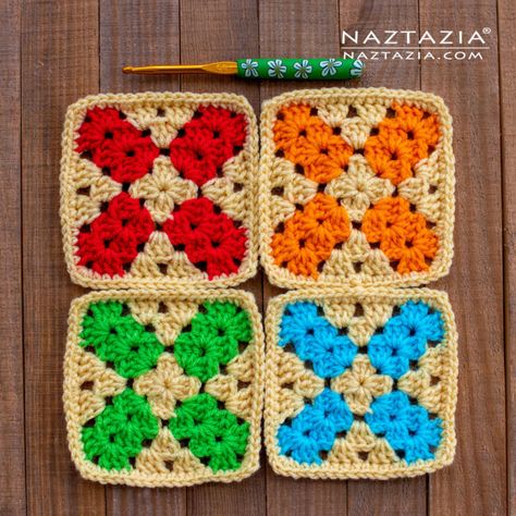 X Marks the Spot Granny Square - Naztazia ® Traditional Granny Square, X Marks The Spot, Granny Square Pattern, Granny Square Crochet Patterns Free, Crochet Bedspread Pattern, Crochet Blocks, Crochet Shawls, Crochet Granny Square, Crochet Square Patterns