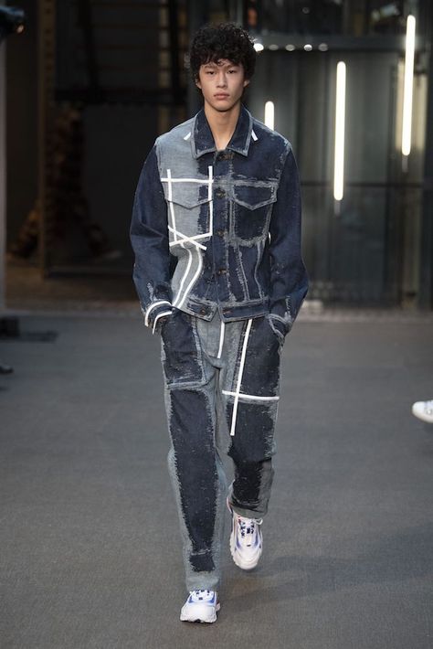 Tailoring, Luxe Fabrics, Metallic Denim Inspire FW 20-21 Men’s Fashion – Sourcing Journal Metallic Denim, Men's Denim Style, Fashion Snoops, Denim Inspiration, Denim Ideas, Street Style Outfits Men, All Jeans, Tech Fashion, Swag Style