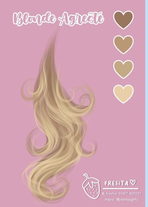 Blonde Hair Shading Drawing, Blonde Pallete Color, Coloring Blonde Hair Drawing, Blonde Hair Pallete, Hair Color Pallets Digital Art, Blonde Color Palette Drawing, Blonde Hair Color Drawing, Blonde Colour Palette, Blonde Hair Color Pallete