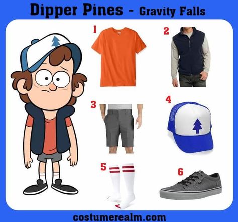 Dipper Costume Gravity Falls, Dipper Gravity Falls Costume, Dipper Pines Halloween Costume, Dipper Halloween Costume, Dipper Pines Outfit, Dipper Pines Costume, Gravity Falls Outfit, Dipper And Mabel Costumes, Dipper Costume