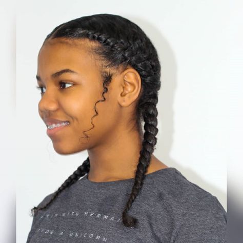 Easy 4 Braid Hairstyles, 2 Flat Twist On Natural Hair, 2 French Braids Natural Hair, Two Flat Twist Natural Hair, Kids Flat Twist Hairstyles, Two French Braids Natural Hair, French Braids Natural Hair, Quick Hairstyles For Natural Hair, French Braid Natural Hair