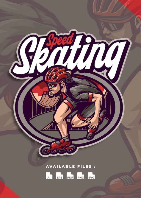 Inline Skate Sport Race Logo Template AI, EPS Skate Stickers, Logo Feminine, Speed Skating, Logo Mascot, Speed Skates, Logo Minimal, Creative Logo Design, Logo Typography, Logo Luxury