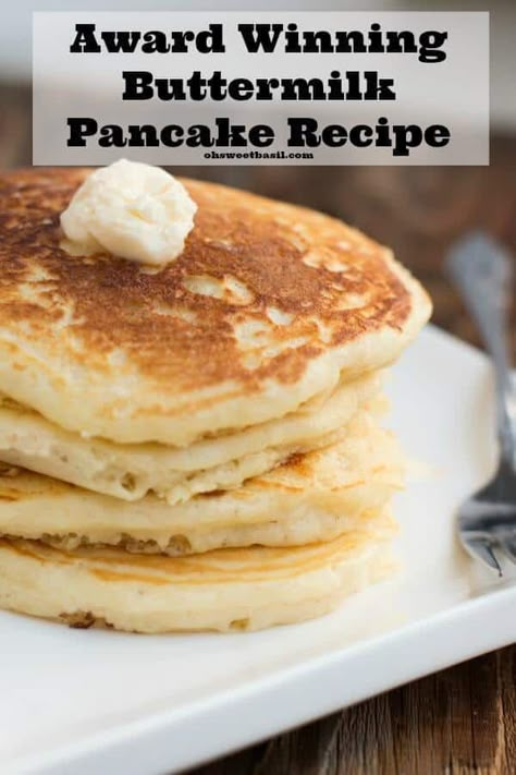 Homemade Buttermilk Pancakes, Oh Sweet Basil, Pancake Recipe Buttermilk, Pane Dolce, American Pancakes, Pancake Recipes, Homemade Buttermilk, Simple Meals, Hot Cakes