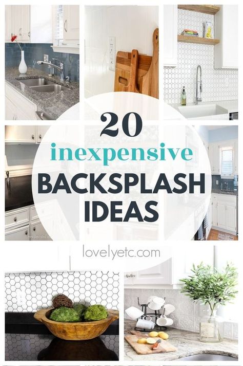 These 20 diy backsplash ideas include beautiful ideas for any style of kitchen. These backsplash ideas are budget-friendly and easy to install even if you are new to DIY. With peel and stick tile, painted backsplashes, wallpaper backsplashes, faux brick backsplashes, beadboard and more, there are great ideas for any kitchen. Kitchen Without Backsplash, Paint Beadboard, Diy Backsplash Ideas, Inexpensive Backsplash Ideas, Diy Kitchen Backsplash Ideas, Cheap Kitchen Backsplash, Vinyl Tile Backsplash, Modern Tile Backsplash, Metal Backsplash Kitchen