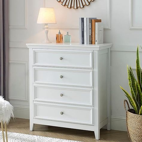 Amazon.com: BOSHIRO White Dresser for Bedroom, 4 Chest of Drawers, Wooden Dressers Tall Nightstand with Drawer, Farmhouse Cabinet for Bedroom, Living Room,Hallway : Home & Kitchen Dressers Tall, Tall Nightstand, Farmhouse Cabinet, Tall Nightstands, Organizer Cabinet, Farmhouse Cabinets, Dresser For Bedroom, 4 Drawer Dresser, White Drawers