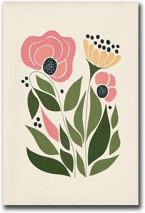 Amazon.com: Canvas Painting Posters Wall Art Picture Prints Pink Yellow Flower Market Printable Floral Green Printable Floral Gallery Plant Poster Minimalist Floral Poster Contemporary Living Room Bedroom Office Art Deco 20x30inch-without Frame: Posters & Prints Minimalist Flower Painting, Abstract Plant Painting, Wall Poster Design, Flower Market Printable, Sketching Flowers, Glaze Patterns, Plants Painting, Boho Canvas Art, Boho Art Painting