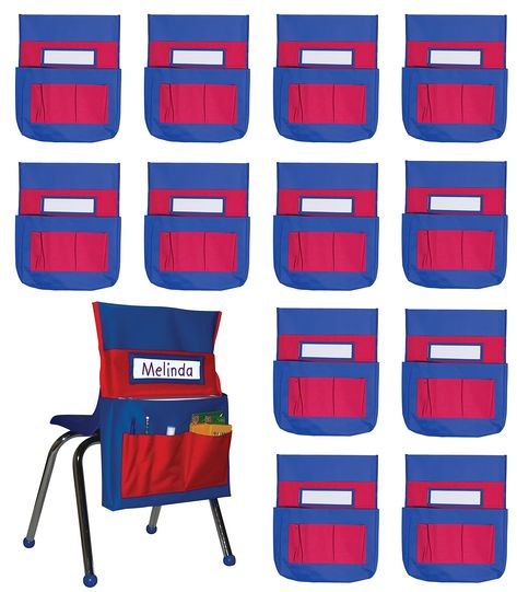 PRICES MAY VARY. CLASSROOM SUPPLIES ORGANIZER: From arts and crafts to homework and other classroom necessities, Carson Dellosa's 12-pack of Chairback Buddy Pocket Charts is essential for organizing your students’ school supplies with ease. DIMENSIONS: Each seat organizer measures 15” W x 19” H, fitting seat backs up to 15” wide, measured 6” from the top. Each organizer includes an 8” x 2 ¼” name tag pocket. and storage pockets ranging from 1 ½” x 5 ¾” to 13” x 10 ¼”. WHAT'S INCLUDED: The set in Classroom Table Storage, Chair Pockets For Classroom, Classroom Necessities, Chair Organizer, Classroom Supplies Organization, Chair Pockets, Pocket Charts, Classroom Tables, Desk Buddy