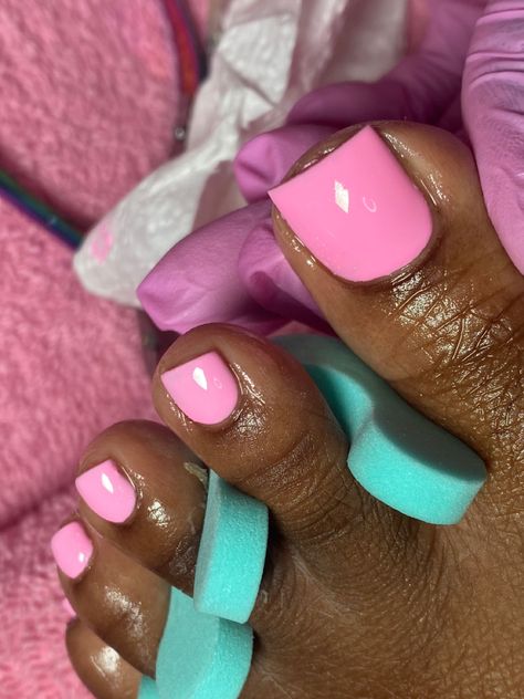 Solid Color Pedicure, Pastel Toes Nails, Milky Pink Toe Nails, Baby Pink Toe Nails, Bubble Gum Pink Nails Acrylic, Pink Toes Nails, Light Pink Toes, Light Pink Toe Nails, Pink Acrylic Toes