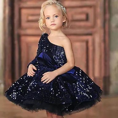 Kids Little Girls' Dress Solid Colored A Line Dress Party Ruched Mesh White Above Knee Short Sleeve Cute Sweet Dresses Spring Summer Regular Fit 3-12 Years 2023 - US $73.99 Kids Flower Girl Dresses, Glitter Party Dress, Girls Sequin Dress, 파티 드레스, Marine Uniform, Blue Party Dress, Birthday Girl Dress, Dress Sleeve Styles