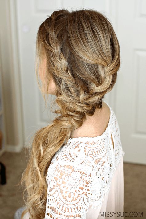 Hairstyles For Long Hair Easy, Side Swept Braid, Braided Side, Chignon Updo, Hair Updos Tutorials, Prom Hair Updo, Prom Hairstyle, Side Swept Hairstyles, Braided Ponytail Hairstyles