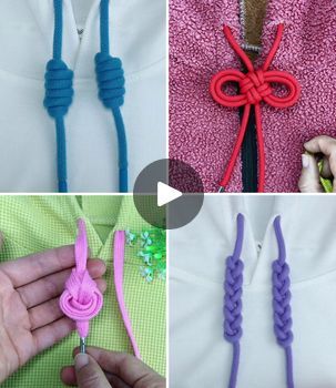 610K views · 11K reactions | DIY Sweatshirt Knots Ideas with Easy Tricks | Simplest Way to Tie Hoodie Strings for Beginners | By Simple Crafts | Facebook Creative Ways To Tie Hoodie Strings, Sweatshirt Strings Ideas, Drawstring Tie Ideas, Tying Sweatshirt Ties, Cute Ways To Tie Hoodie Strings, Sweatshirt Tie Knots, Sweatshirt String Ties, Sweatshirt String Knots, Hoodie Knots Diy