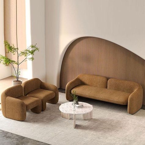 Fabric Covered Furniture, Brown Fabric Sofa, Interior Design Per La Casa, Desain Editorial, Boucle Fabric, Design Del Prodotto, Luxury Living Room, 인테리어 디자인, Fabric Sofa