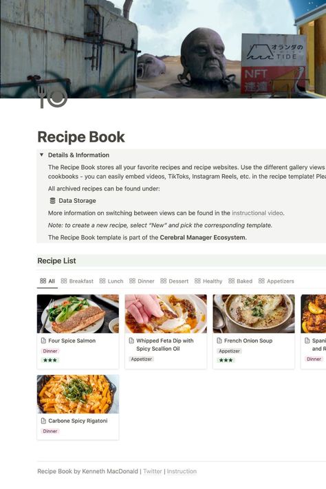 Recipe Book is an easy-to-use recipe repository designed as a free notion template for everyday life. Recipe Templates Free, Notion School, School Notion, Meal Prep Planner, Digital Cookbook, Digital Recipe Book, Template Food, Recipe Book Templates, Meal Planners